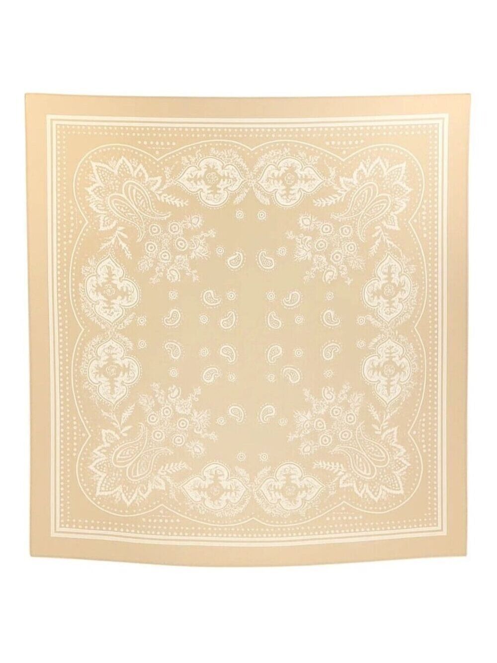 Beige White Paisley Square Scarf Wild Rag Bandana Print Satin Neck Head Wrap 27